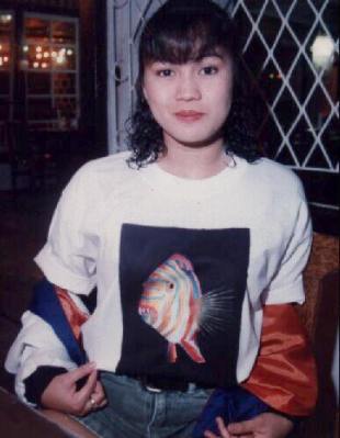 Jojie and her handpainted shirts in 1995