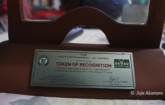 My award of recognition from my city  © Jojie Alcantara