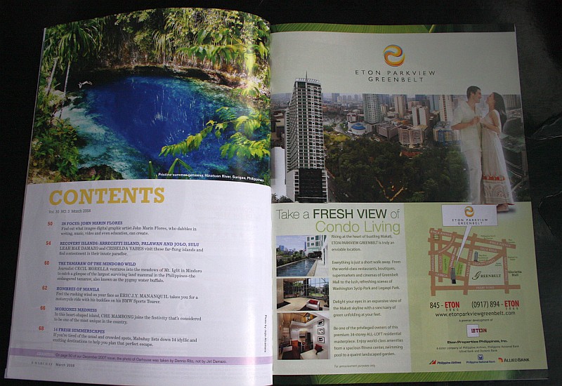 Hinatuan River published in PAL's Mabuhay Magazine
